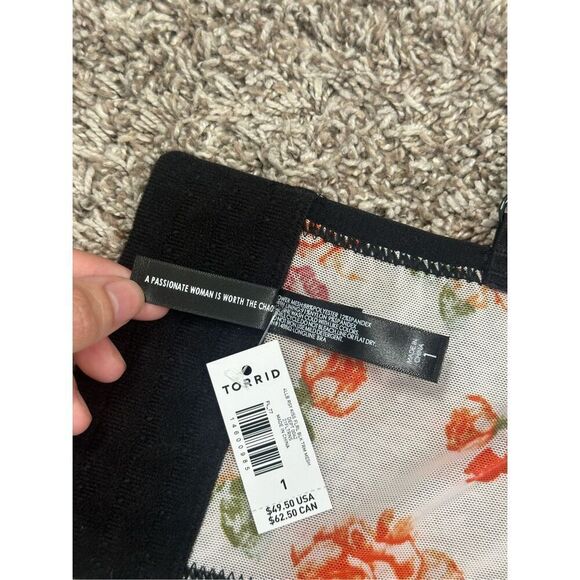 NWT Torrid Curve Unlined Longline Underwire Bra - Mesh Floral Lips Beige Plus 1 - Picture 10 of 11